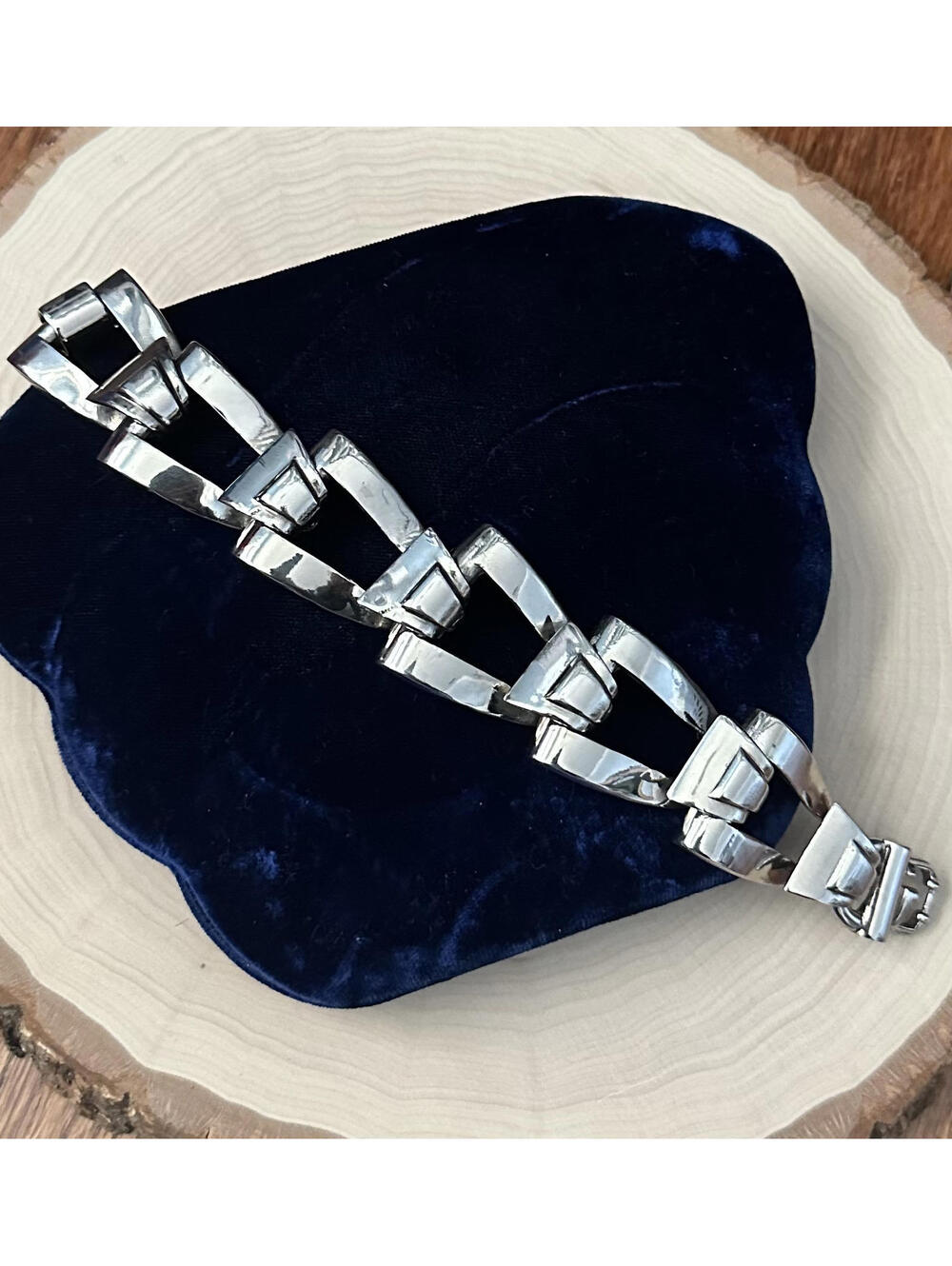 Vintage 1990s Signed GIVENCHY Silver Tone Industrial Link Statement Bracelet